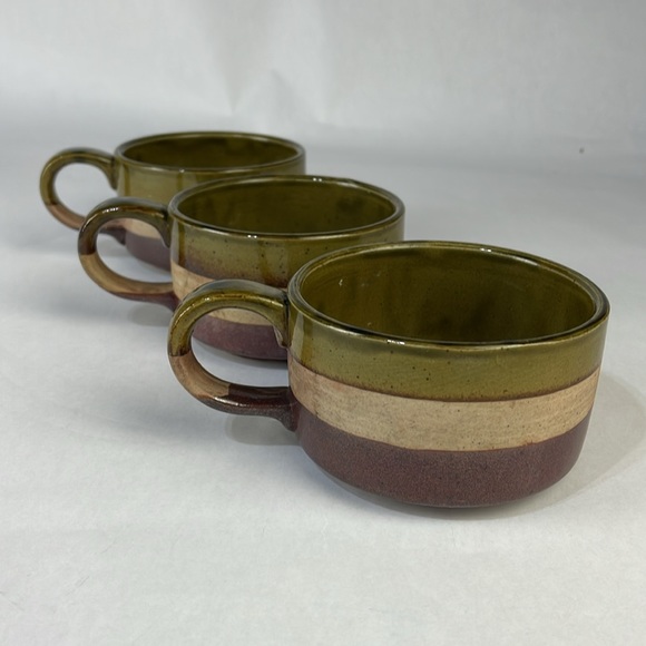 Other - Vintage Triple Glaze Oversized Pottery Mugs (set of 3)